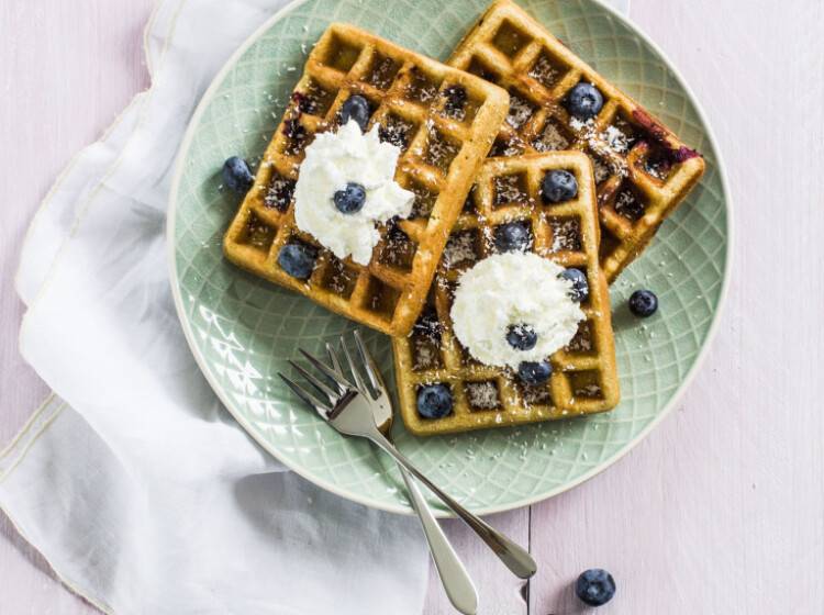 Wafels met blauwe bessen