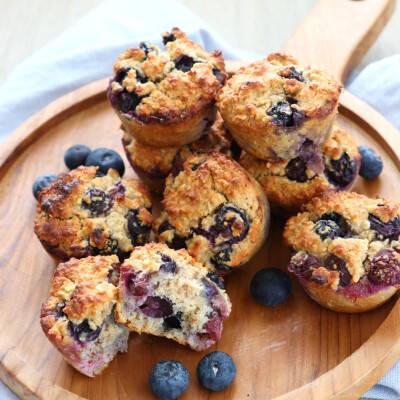 Blauwe bessen ontbijt muffins